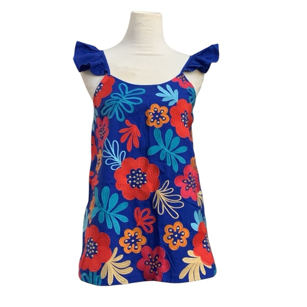 Andree’ by unit floral embroidery ruffle sleeve top